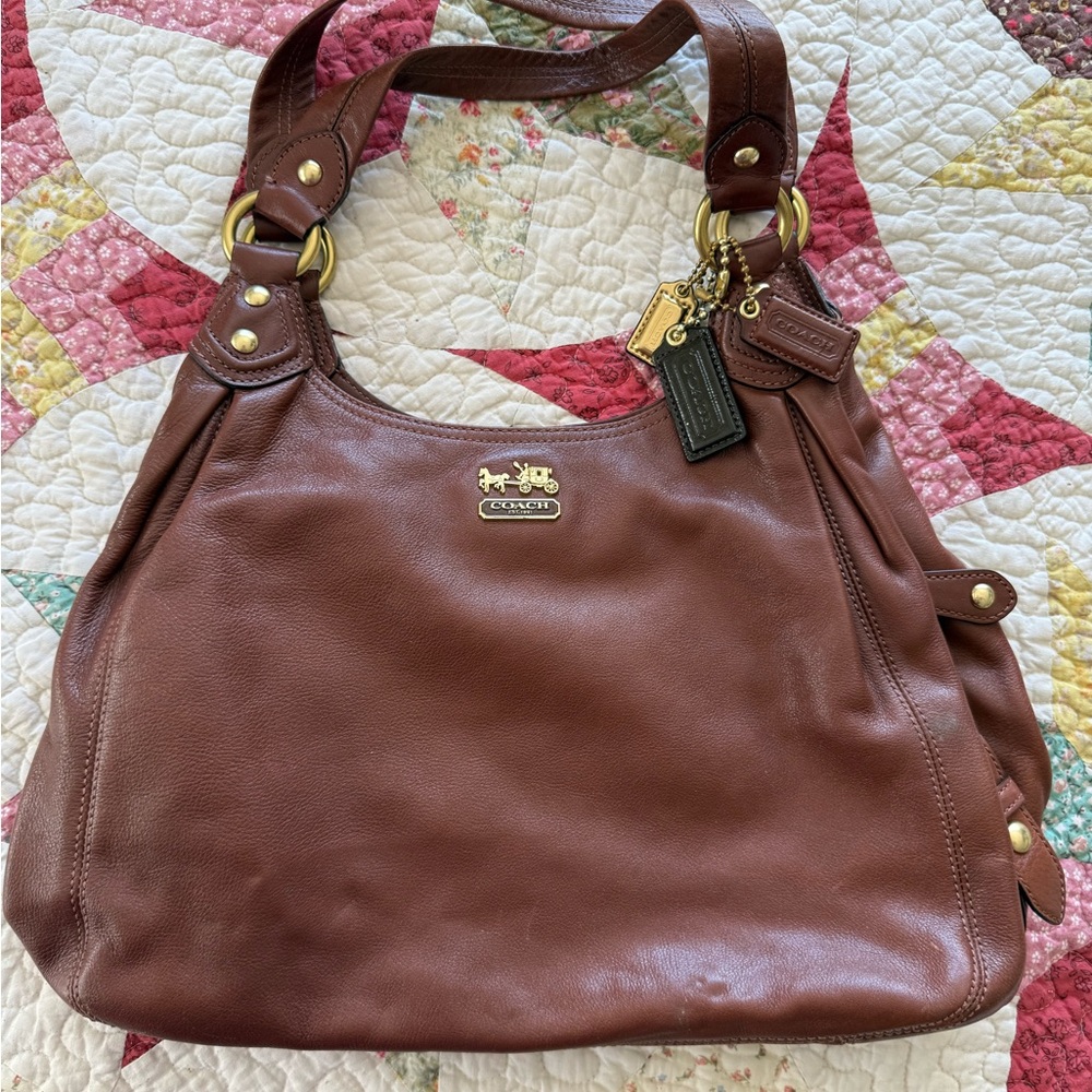 Coach Madison Maggie Brown Leather Shoulder Bag